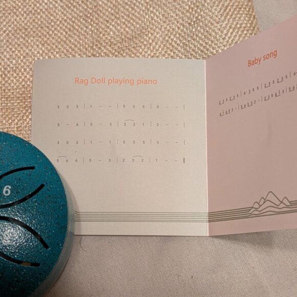 6 Note Steel Tongue Drum w Song Book Mini Drum Mallet & Storage Bag. - Picture 2 of 3